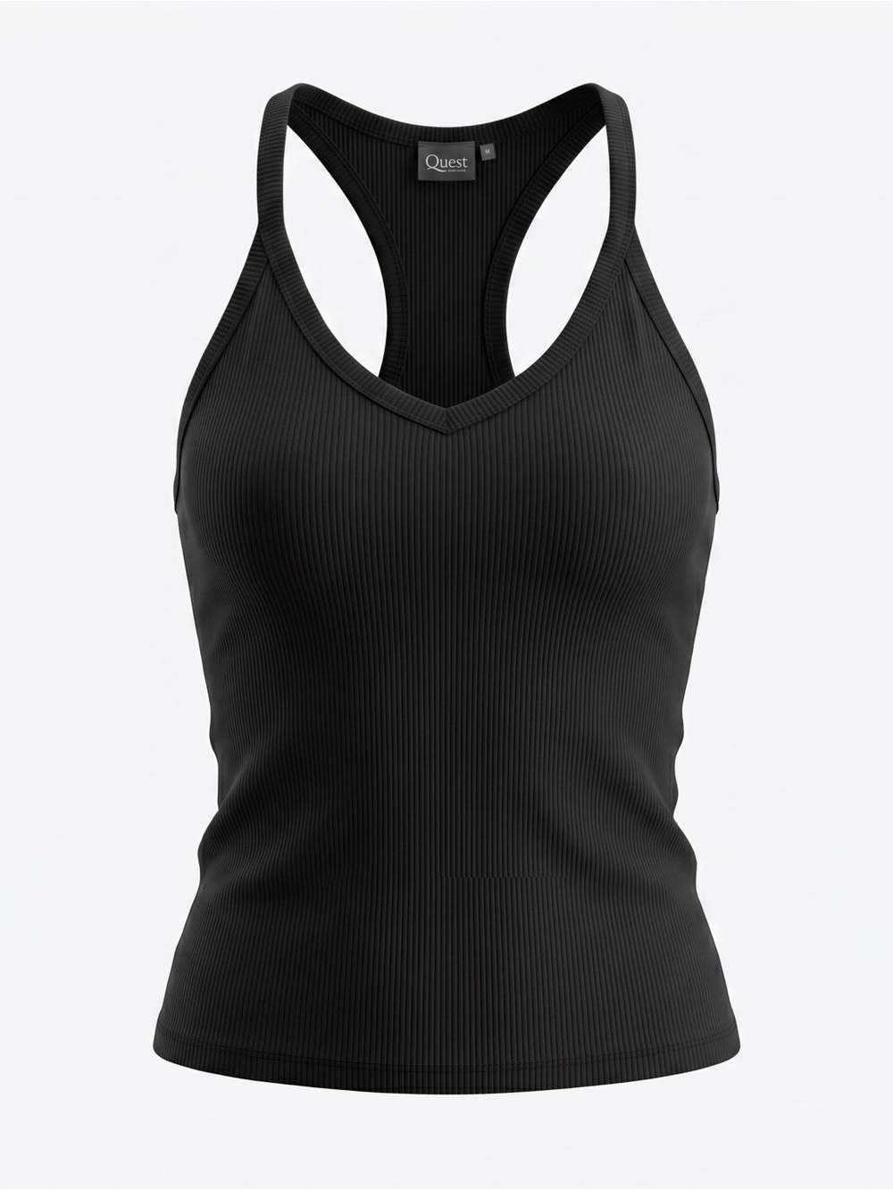 ☀️ Thread Queen • Black Ribbed V-Neck Racerback Tank Top • Womens Md